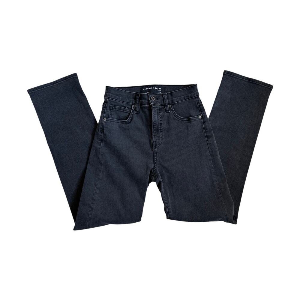 Veronica Beard Straight Leg Jeans in Black-Blue Wash
